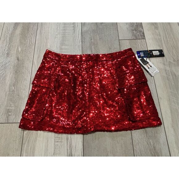 Madden NYC red bling sequin mini skirt size S - Picture 1 of 10